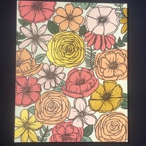 floral painting original canvas acrylic pink chic